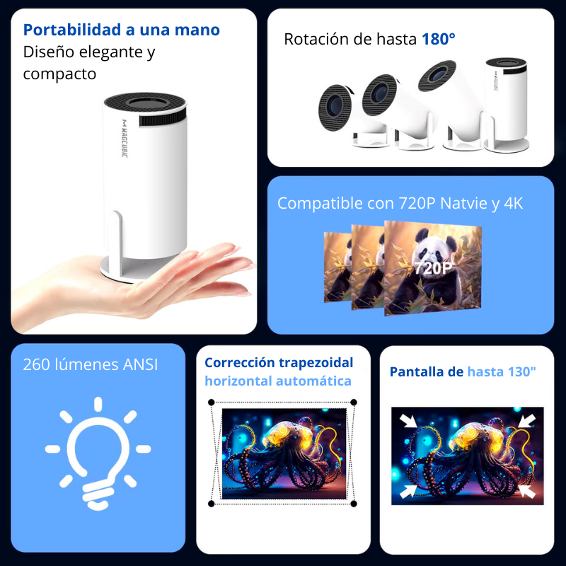 Projector HY300 Pro 4K Android 11 Dual Wifi6 260ANSI Allwinner H713 BT5.0 1080P 1280*720P Home Cinema Outdoor Projetor